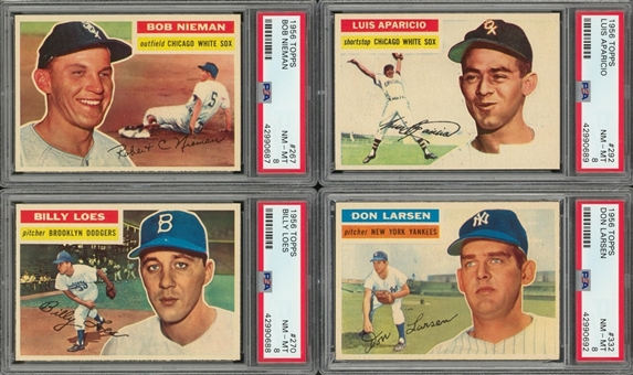 1956 Topps PSA NM-MT 8 Collection (4 Different) Including Aparicio and Larsen